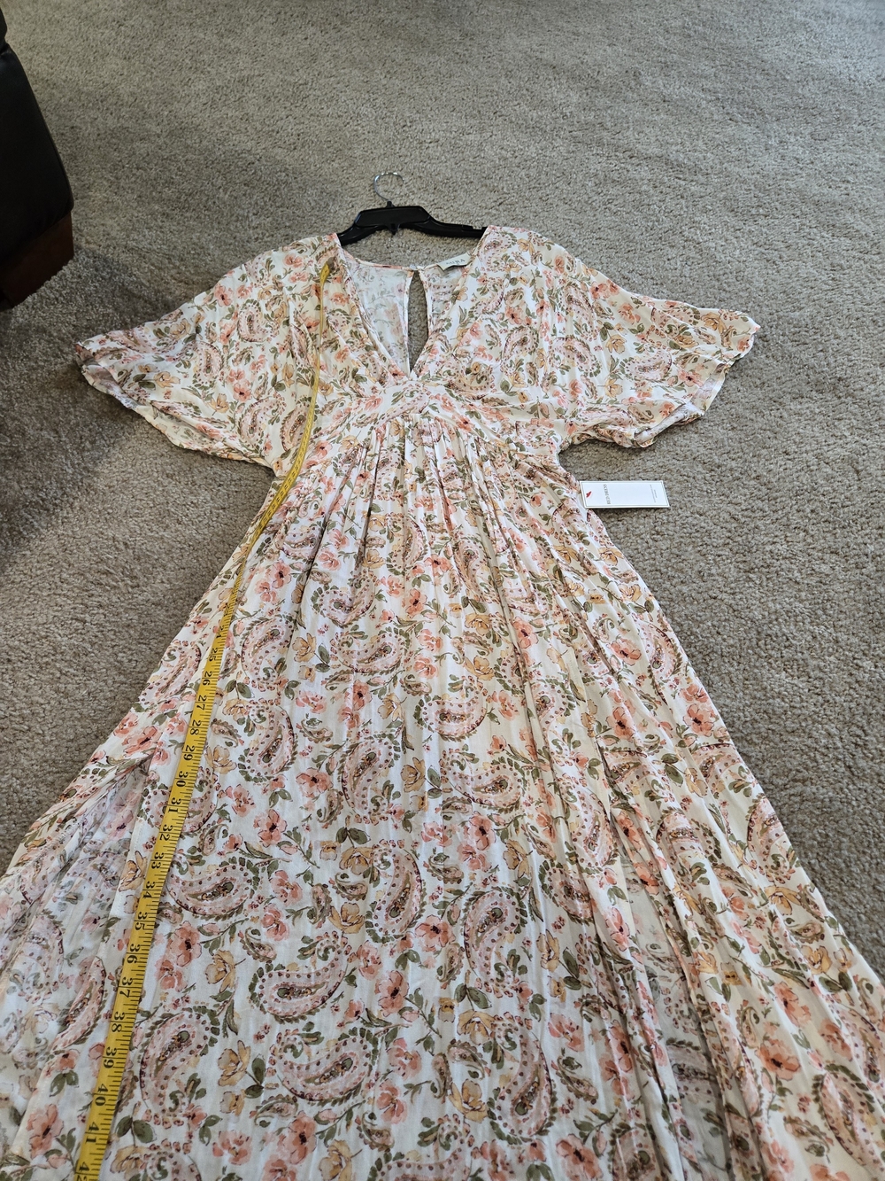 Aura Floral Paisley Maxi Dress in Cream, Pink and Tan
